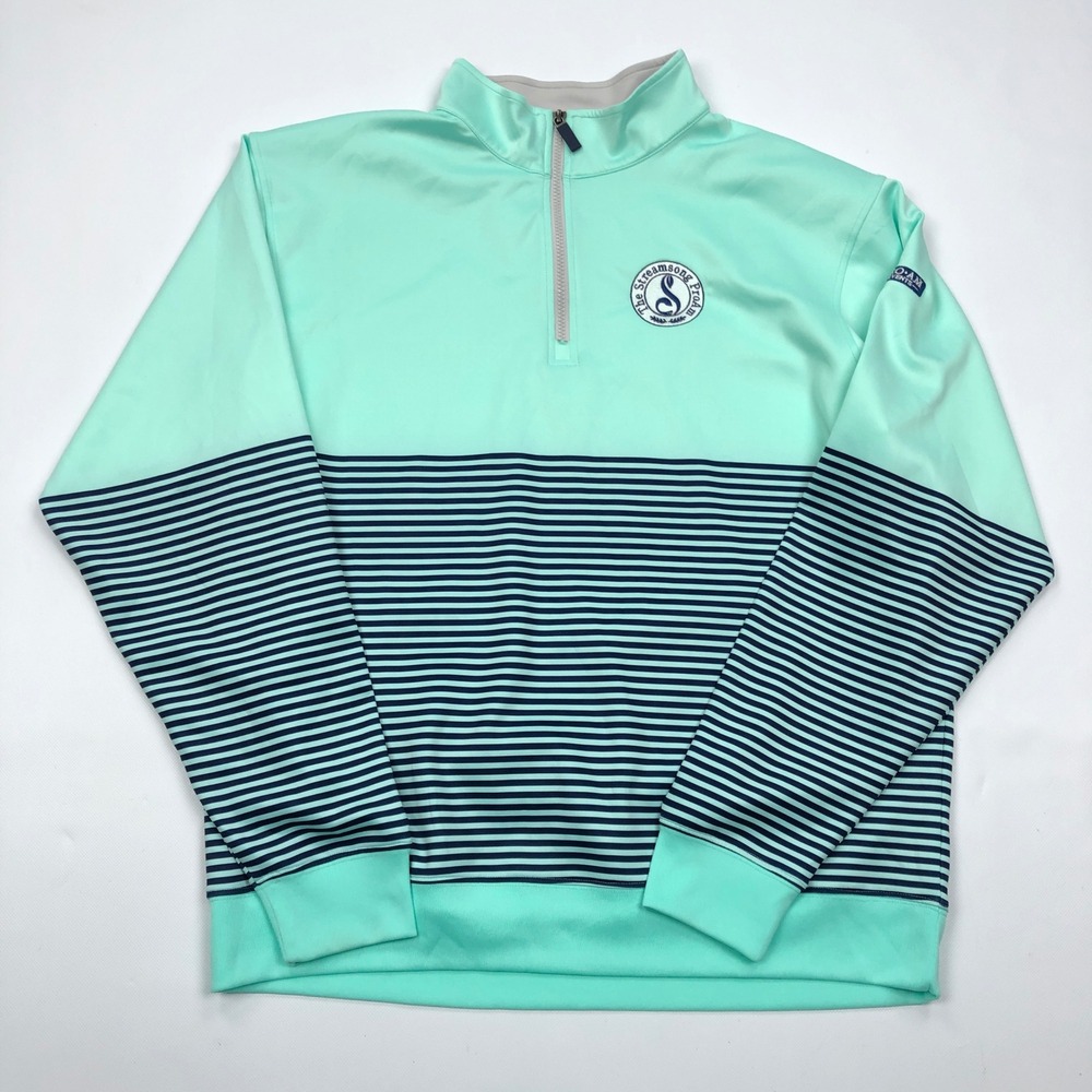 Bald Head Blues Mens XL Streamsong Pro-Am Golf Quarter Zip Pullover Mint Striped